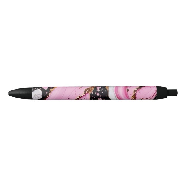 Glitter Minimal Seamless Black Pink Pattern Ink Pen (Front)