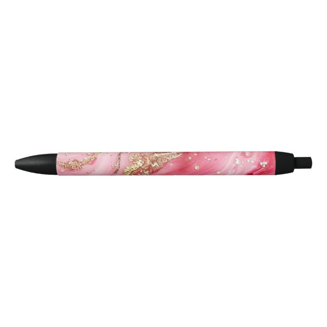 Glitter Minimal Seamless Pink Pattern Black Ink Pen (Front)