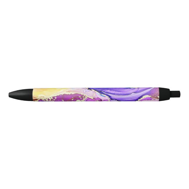 Glitter Minimal Seamless Purple and Blue Pattern Black Ink Pen (Front)