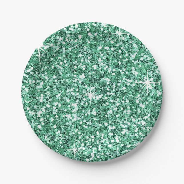 GLITTER | mint green Paper Plate (Front)