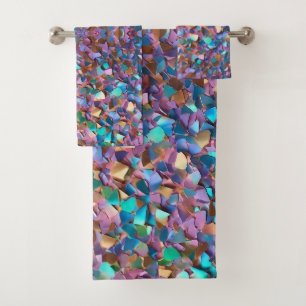Glitter Modern Opal Holographic Collection Bath Towel Set