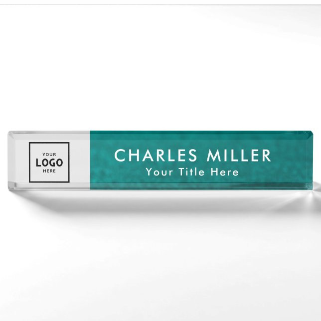 Glitter Modern Professional business logo  Nameplate (Front)