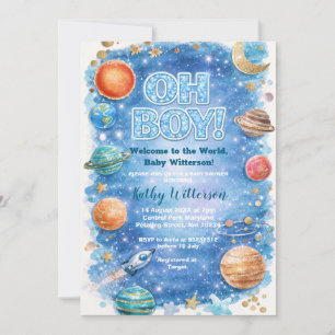 Glitter Moon Stars Galaxy Baby Shower Invitation