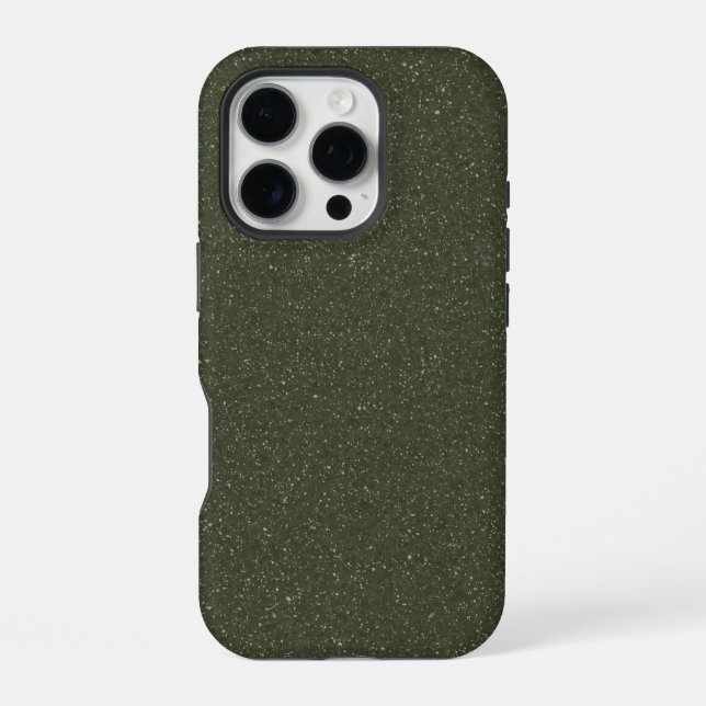 Glitter Moss Green iPhone 16 Pro Case – Customize (Back)