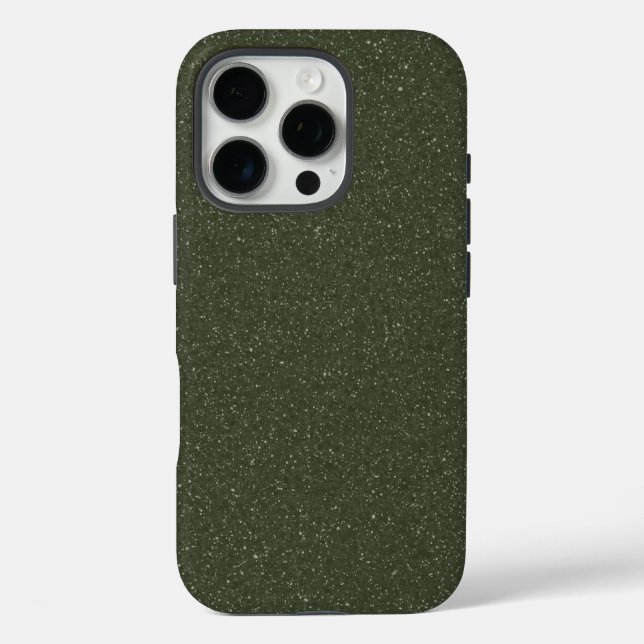 Glitter Moss Green iPhone 16 Pro Case – Customize (Back)