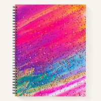 Glitter Multi-colour Rainbow Colourful Pink Notebo