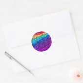 Glitter Multi Coloured Sparkle Purple yellow green Classic Round Sticker (Envelope)
