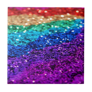 Glitter Multi Coloured Sparkle Purple yellow green Tile