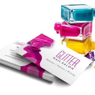 Glitter Nail Salon Manicure - Pink Beauty Stylish Business Card