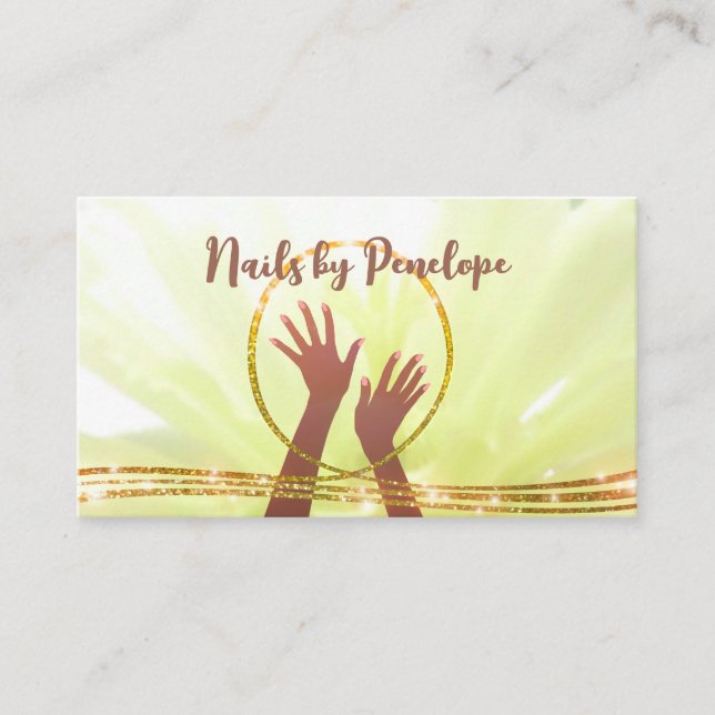 Glitter Nail Salon Manicure with African Hands Business Card (Front)
