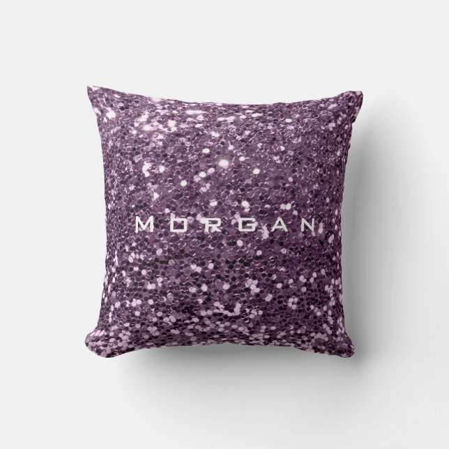 Glitter Name Fashion Sequin Violet Lavender Amethy Throw Pillow (Front)