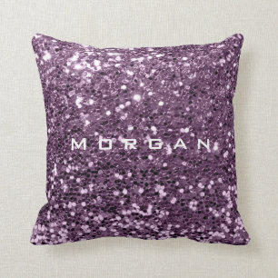 Glitter Name Fashion Sequin Violet Lavender Amethy Throw Pillow