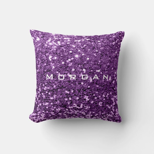 Glitter Name Fashion Sequin Violet Purple Grape Throw Pillow (Front)