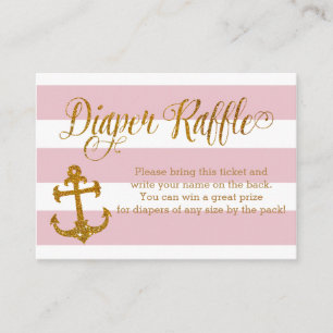Glitter Nautical Baby Shower Diaper Raffle Card