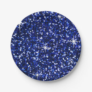 GLITTER   navy blue Paper Plate