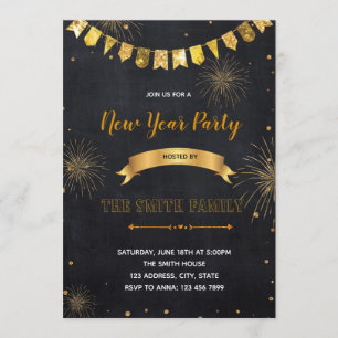 Glitter New Years Eve Invitation