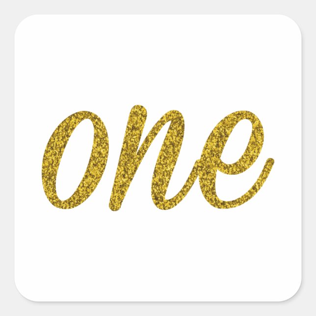 Glitter Number ONE (1) Square Sticker (Front)