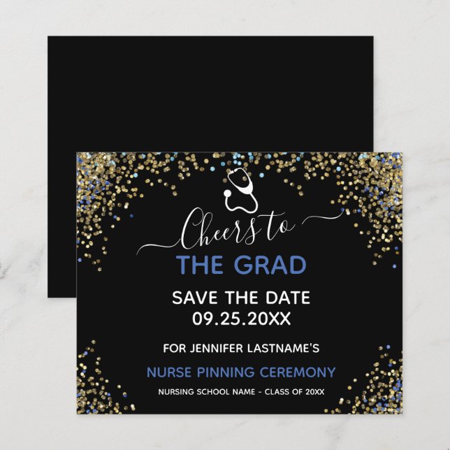 Glitter Nurse Graduation Pinning Save the Date (Front/Back)