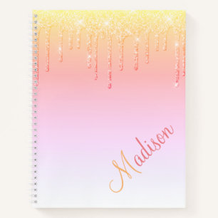 Glitter Ombré Pink Glam Sparkles Name Notebook