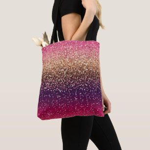 Glitter Ombre Pink Gold Tote Bag