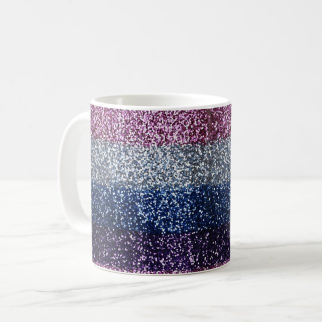 Glitter Ombre Purple Blue Coffee Mug (Front Left)