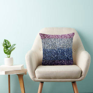 Glitter Ombre Purple Blue Throw Pillow