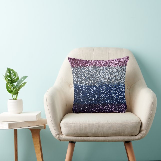 Glitter Ombre Purple Blue Throw Pillow (Chair)