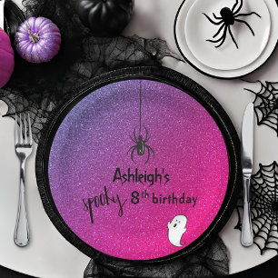 Glitter Ombre Spider Ghost 90's Glam Halloween Paper Plate
