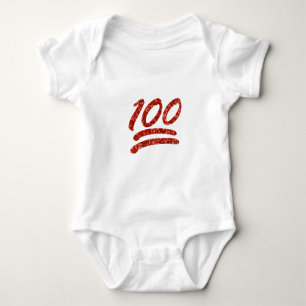 glitter one hundred emoji baby bodysuit