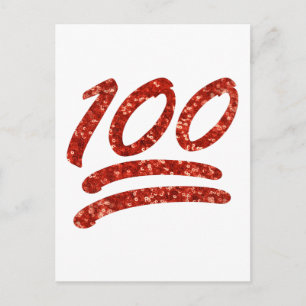 glitter one hundred emoji postcard