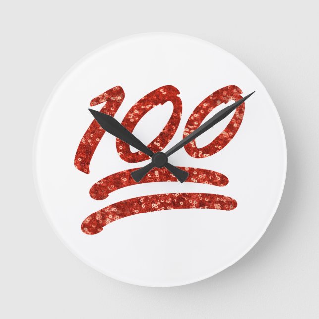 glitter one hundred emoji round clock (Front)