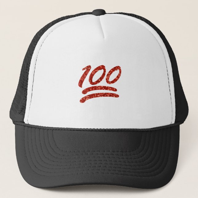 glitter one hundred emoji trucker hat (Front)
