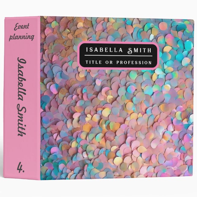 Glitter Opal Holographic Modern Collection Binder (Front/Spine)