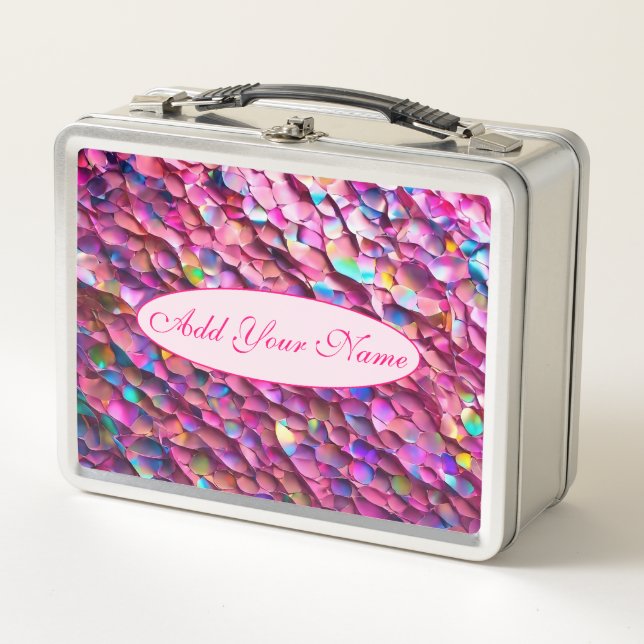 Glitter Opal Holographic Popular Collection Metal Lunch Box (Front)