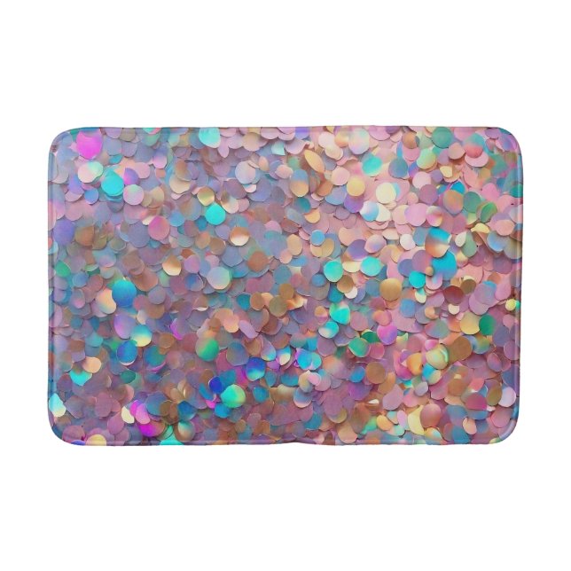 Glitter Opal Modern Holographic Collection Bath Mat (Front)
