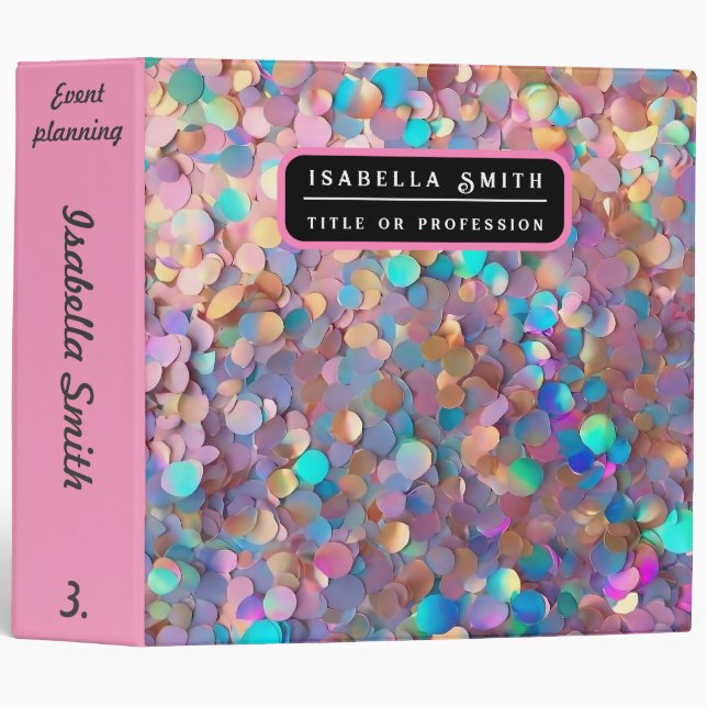 Glitter Opal Modern Holographic Collection Binder (Front/Spine)