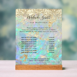 glitter opal price list acrylic sign