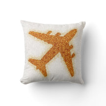 Glitter orange airplane square pillow