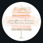 Glitter Orange Cake Bakery Classic Round Sticker<br><div class="desc">Glitter Orange Cake Bakery</div>