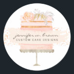 Glitter Orange Cake Bakery Classic Round Sticker<br><div class="desc">Glitter Orange Cake Bakery</div>