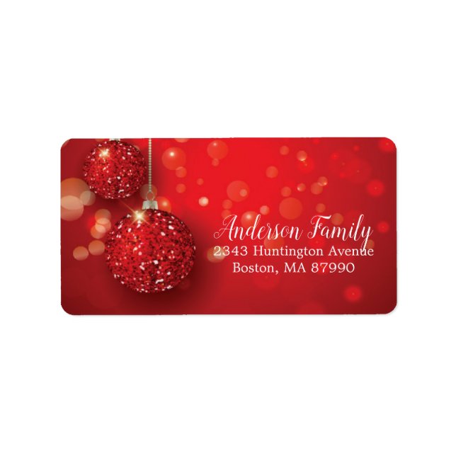 Glitter Ornament Christmas Return Address Label (Front)