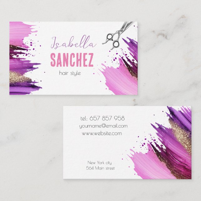 glitter paint stain business card (Front/Back)