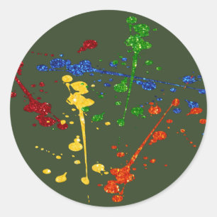 Glitter Paintball Party Paint Splatter Classic Round Sticker