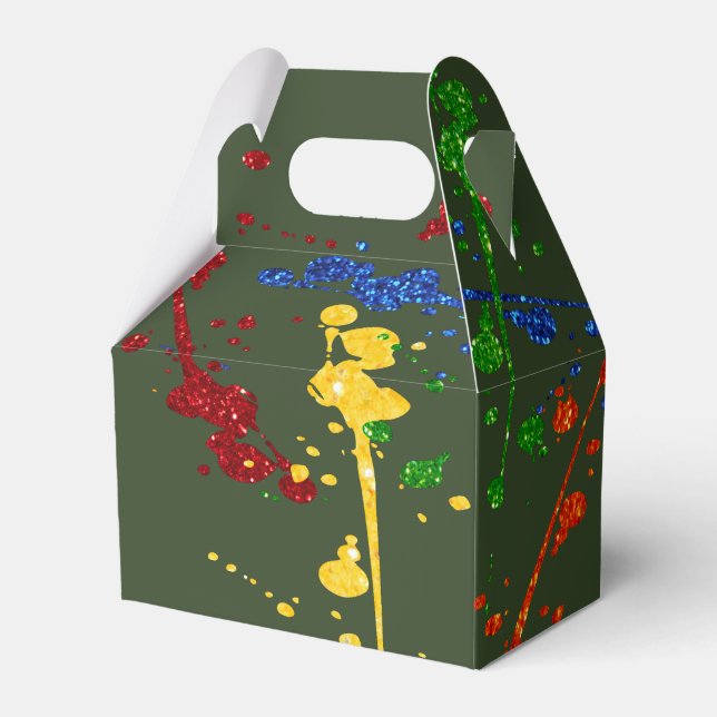 Glitter Paintball Party Paint Splatter Favor Box (Front Side)