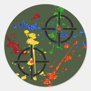 Glitter Paintball Party Targets Classic Round Sticker