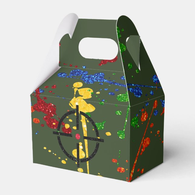 Glitter Paintball Party Targets Favor Box (Front Side)