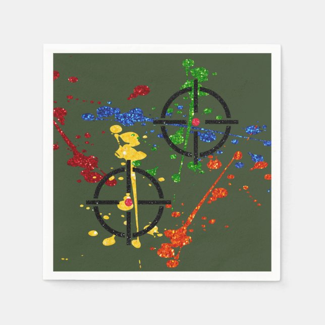 Glitter Paintball Party Targets Napkin (Front)