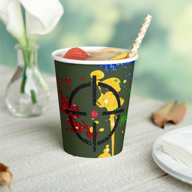 Glitter Paintball Party Targets Paper Cups (Insitu)