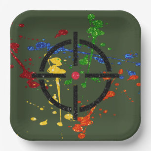 Glitter Paintball Party Targets Paper Plate