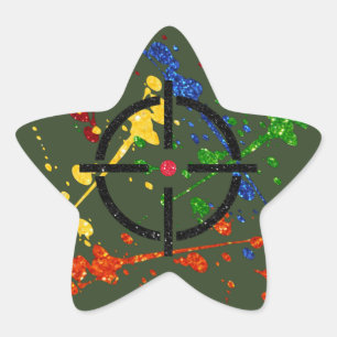 Glitter Paintball Party Targets Star Sticker